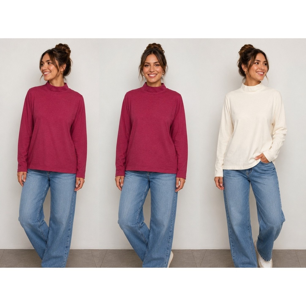 New Long Sleeve Mock Neck Size 3X Lot Of 2 Fall Casual Layer